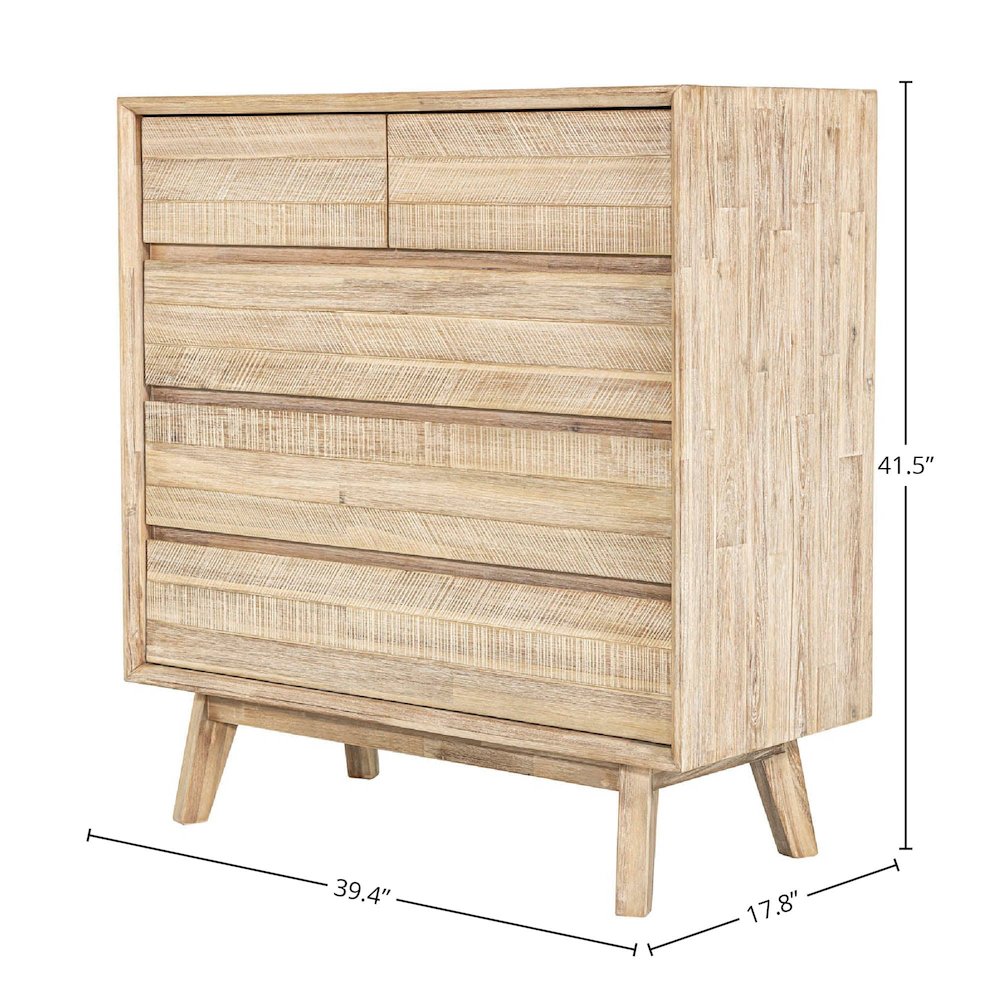 Gia 5 Drawer Chest - Light Driftwood. Picture 3