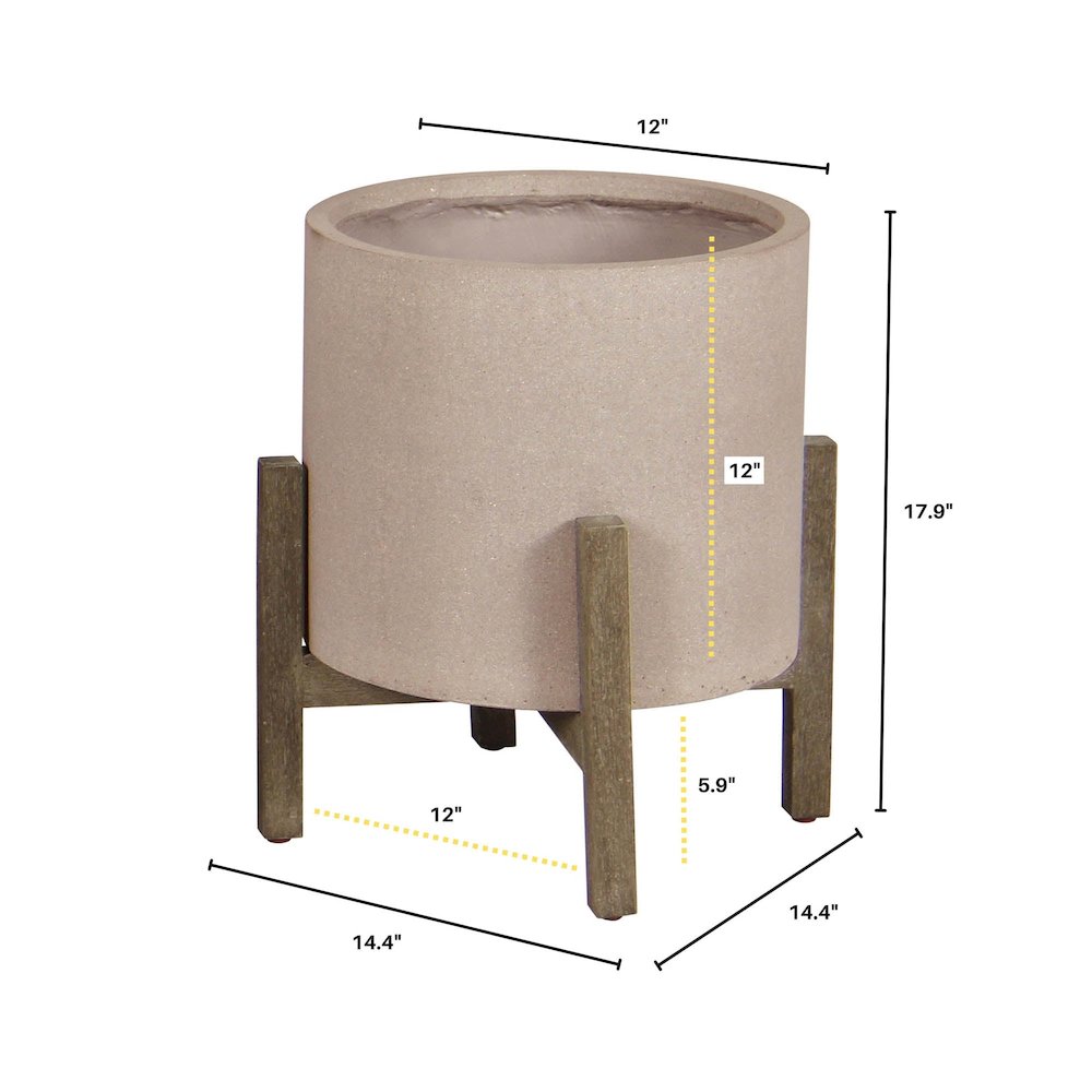Patio Round Standing Pot Small - Brown Stone. Picture 4