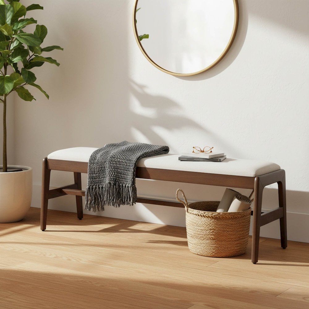 Remix Upholstered Bench - Cream. Picture 2