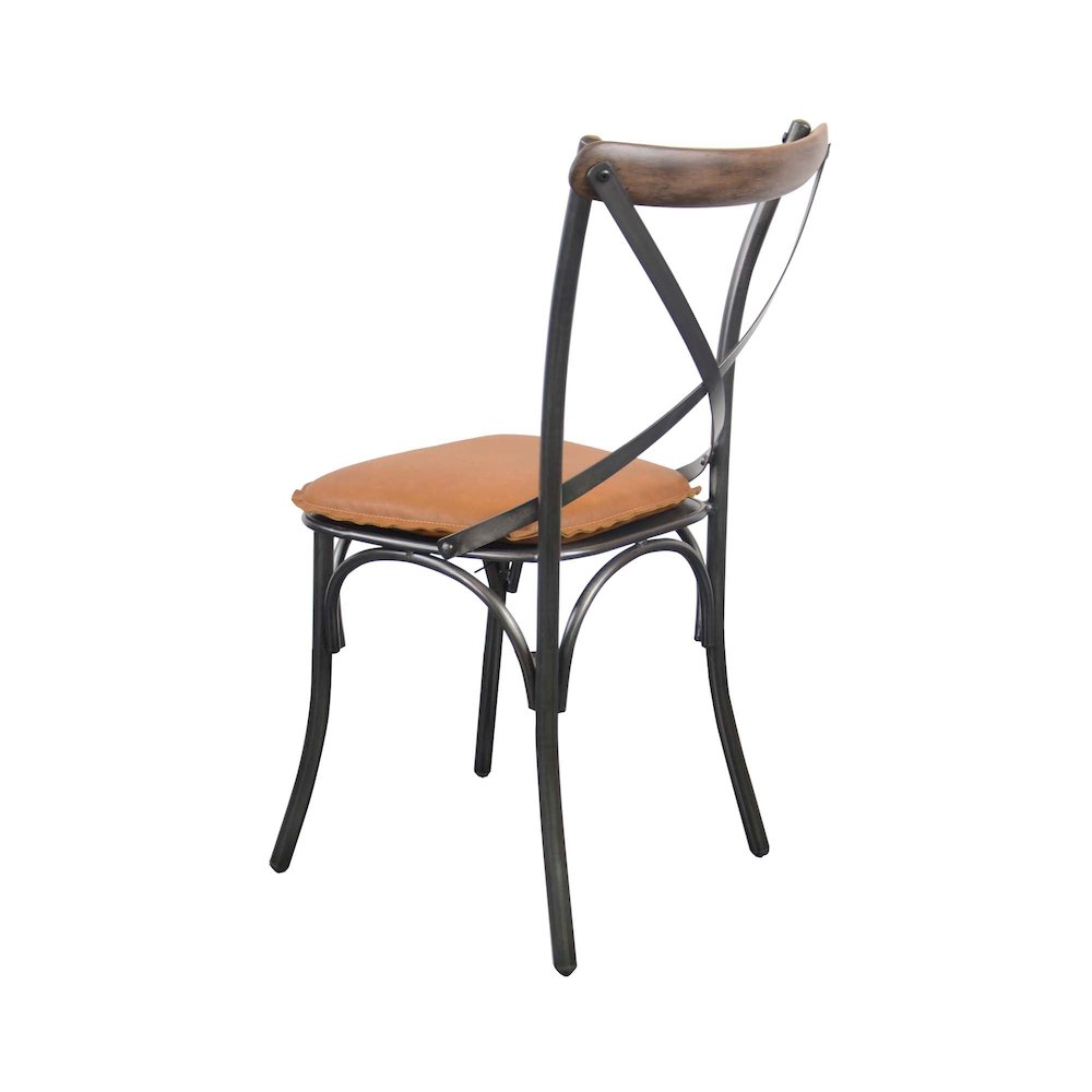 Metal Crossback Chair with Cognac Seat Cushion. Picture 3