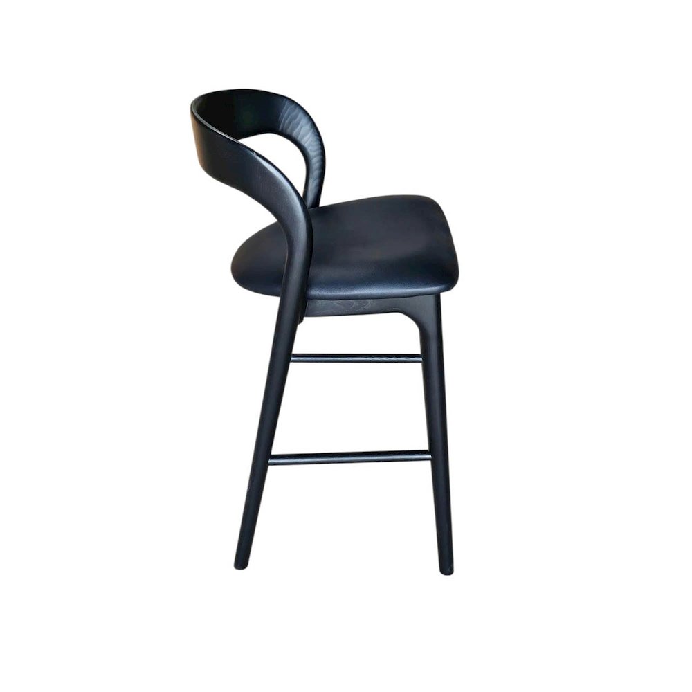 Rotondo Counter Stool - Black Frame with PU Seat. Picture 5