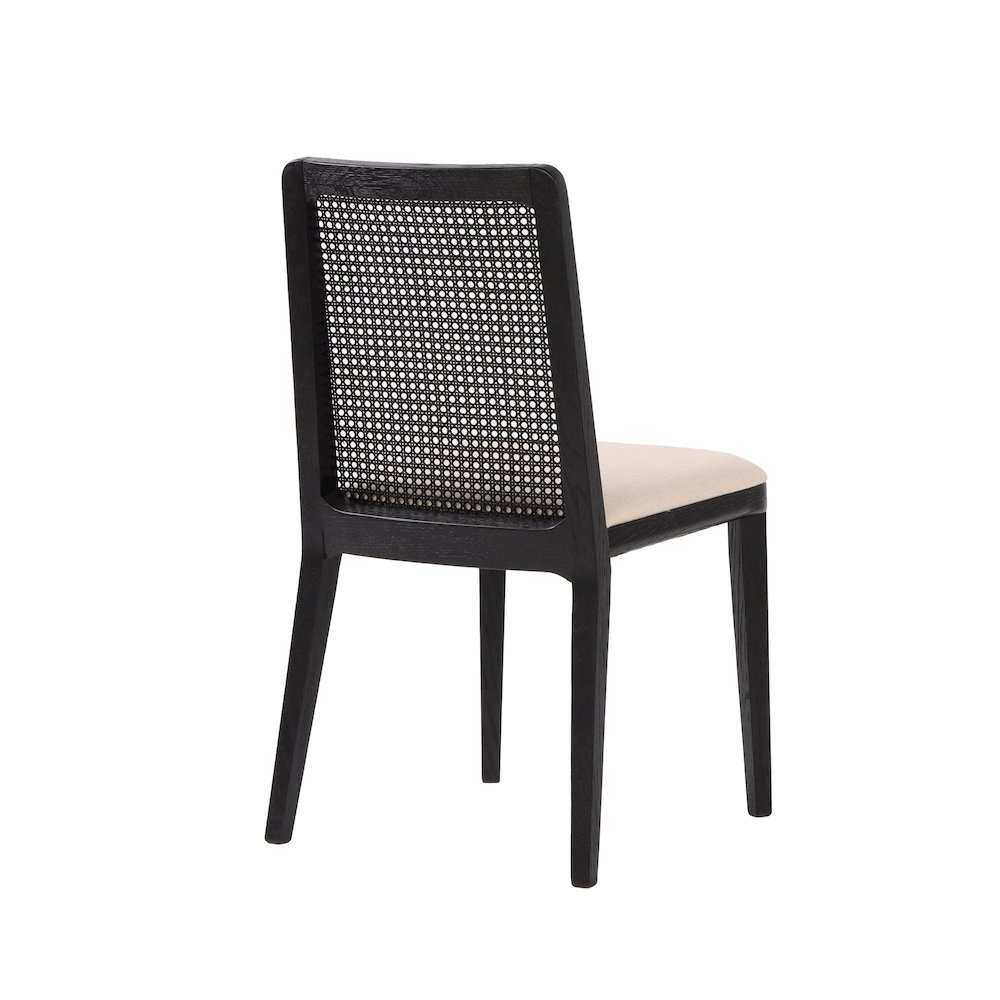 Cane Dining Chair - Oyster Linen/Black Frame. Picture 7
