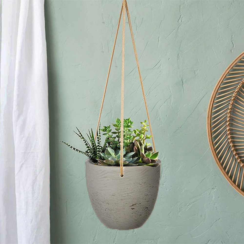 Classic Medium Hanging Pot - Cement Grey. Picture 2