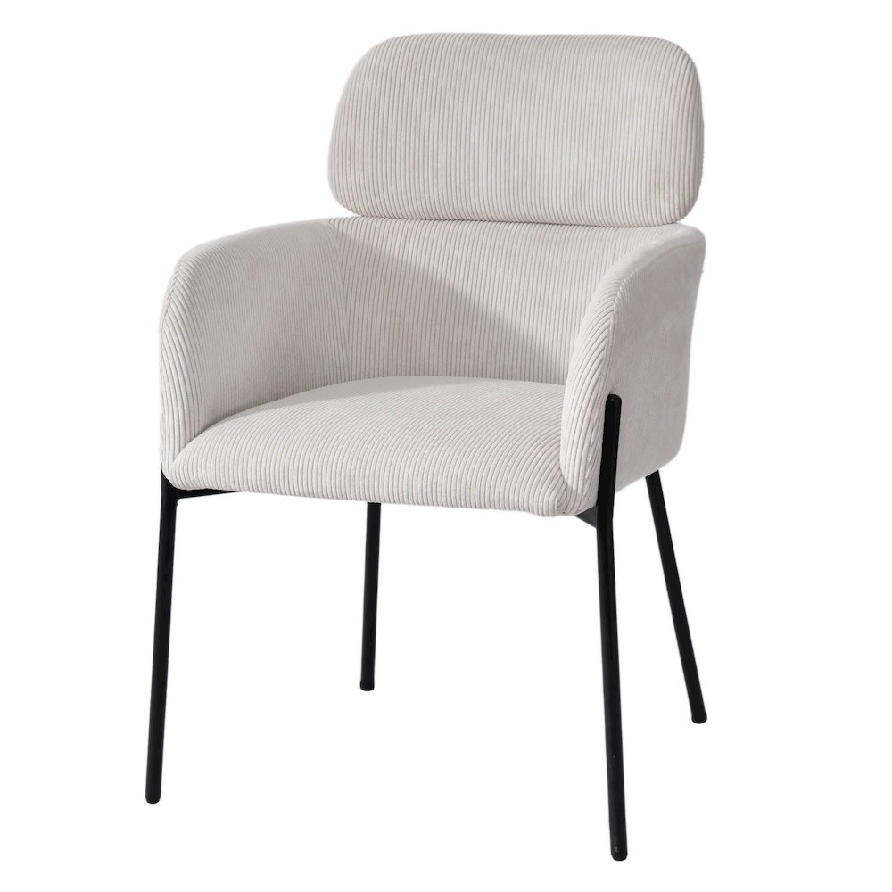 Allegra Dining Chair - Corduroy White. Picture 1