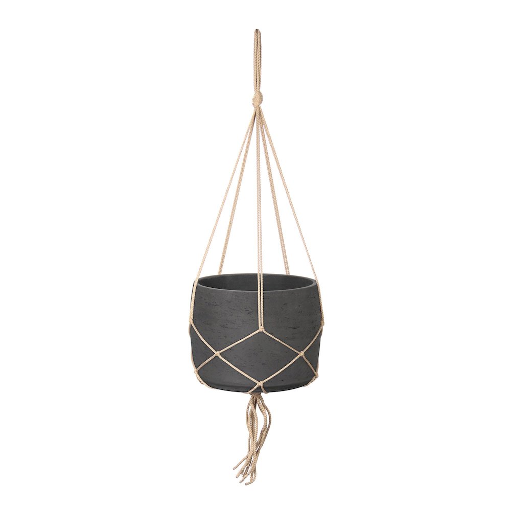 Craft Hanging Pot With Netting - Charcoal Grey. Picture 1