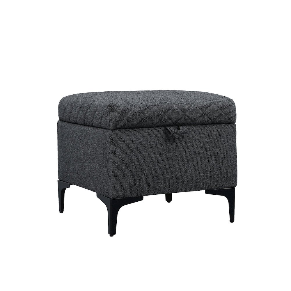 Reece Storage Ottoman - Charcoal Grey. Picture 1
