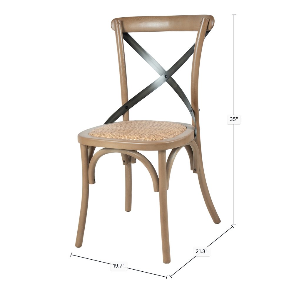 Cross Back Chair with Rattan Seat - Sundried. Picture 3