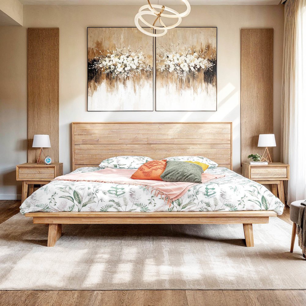 Gia King Bed - Light Driftwood. Picture 2