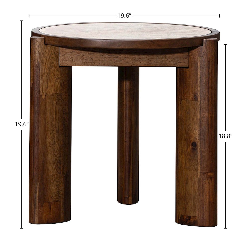 Remix Round Side Table - Travertine. Picture 3