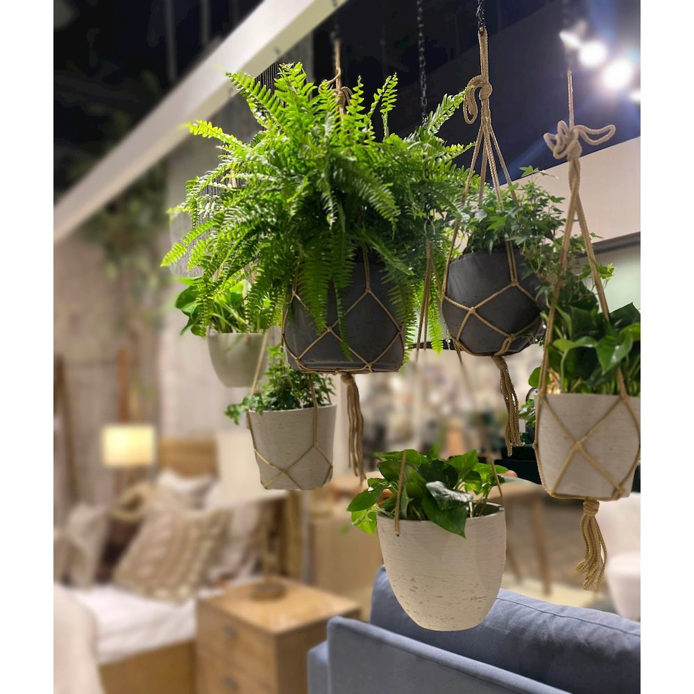 Craft Medium Hanging Pot With Netting - Cement Grey. Picture 2