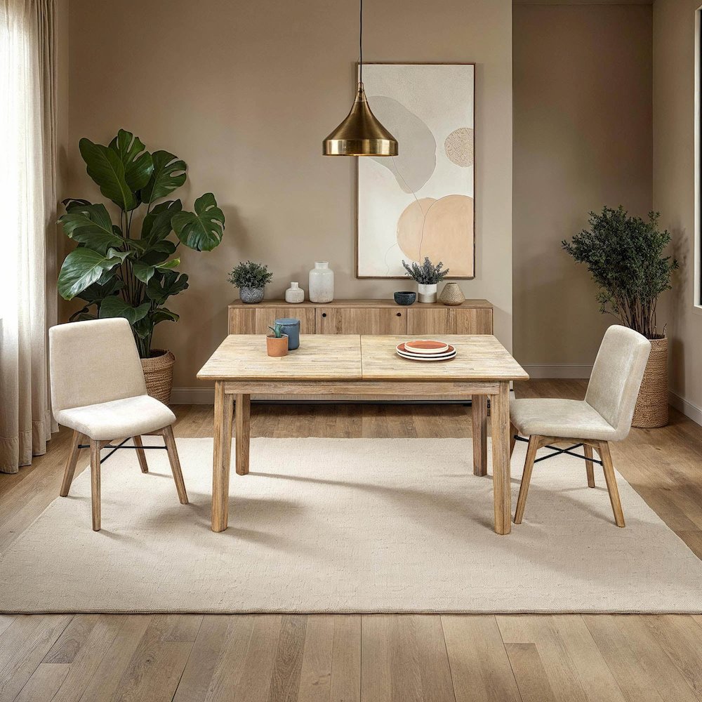 Gia Small Extension Dining Table with Butterfly System 55/71” - Light Driftwood. Picture 2