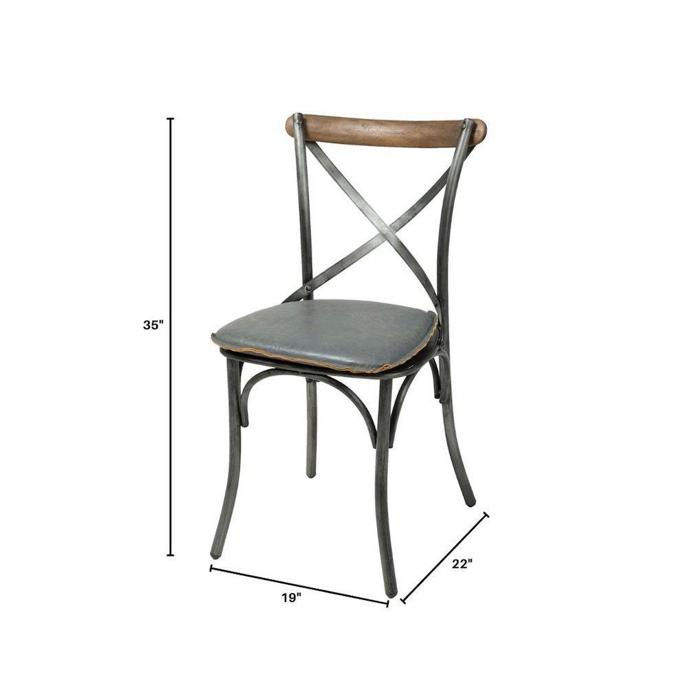 Metal Crossback Chair with Grey Seat Cushion. Picture 2