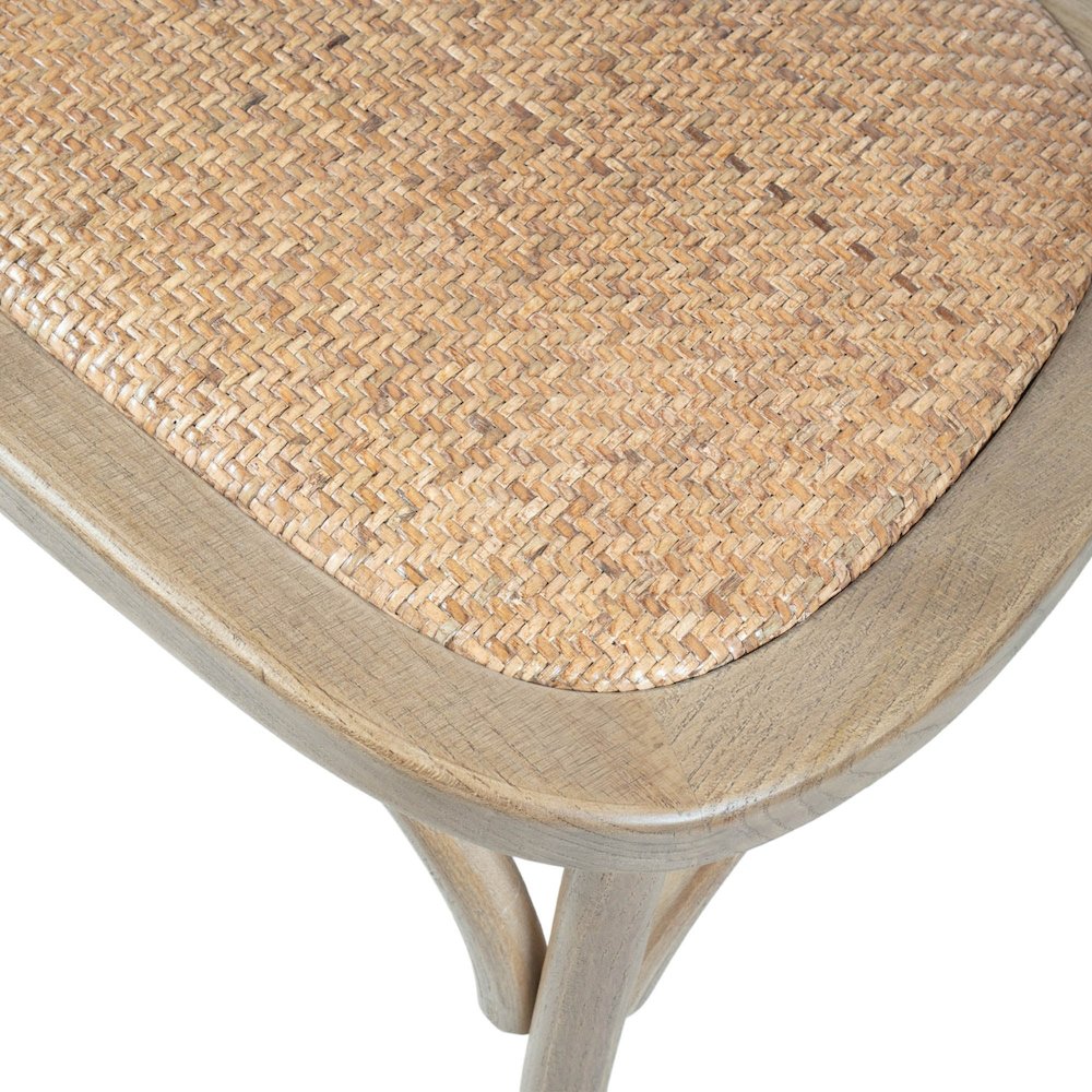 Cross Back Chair with Rattan Seat - Natural Rustic. Picture 7