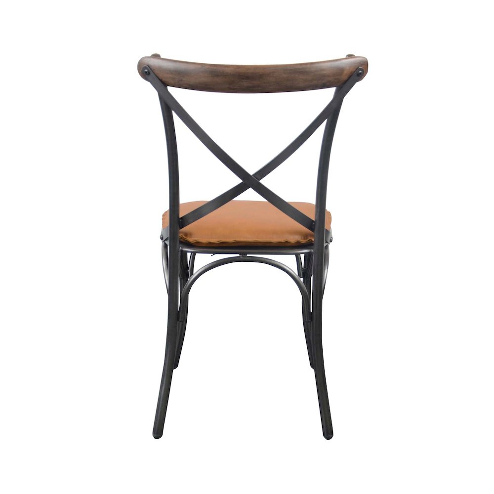 Metal Crossback Chair with Cognac Seat Cushion. Picture 4