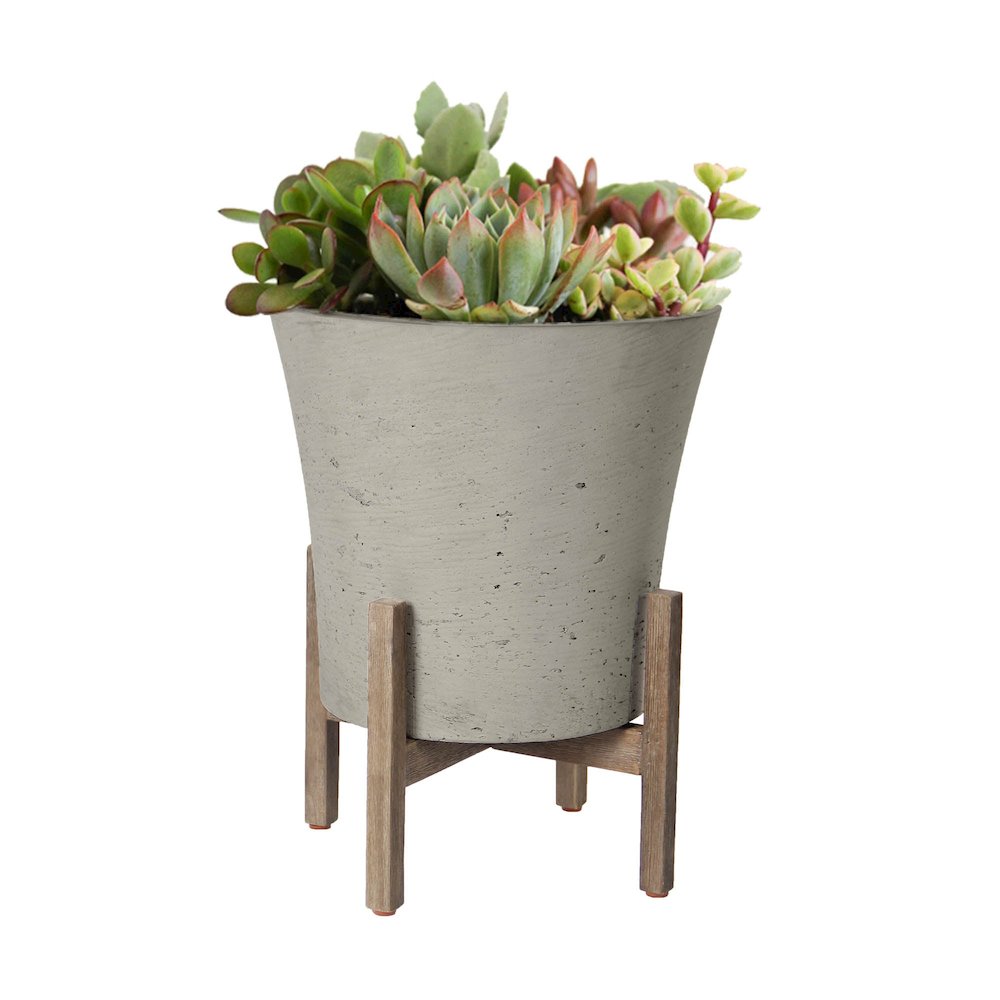 Patio Tapered Medium Standing Pot - Cement Grey. Picture 2