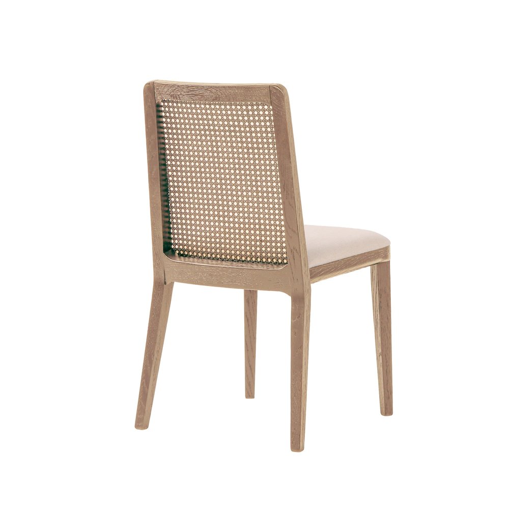 Cane Dining Chair - Oyster Linen/Natural Frame. Picture 7