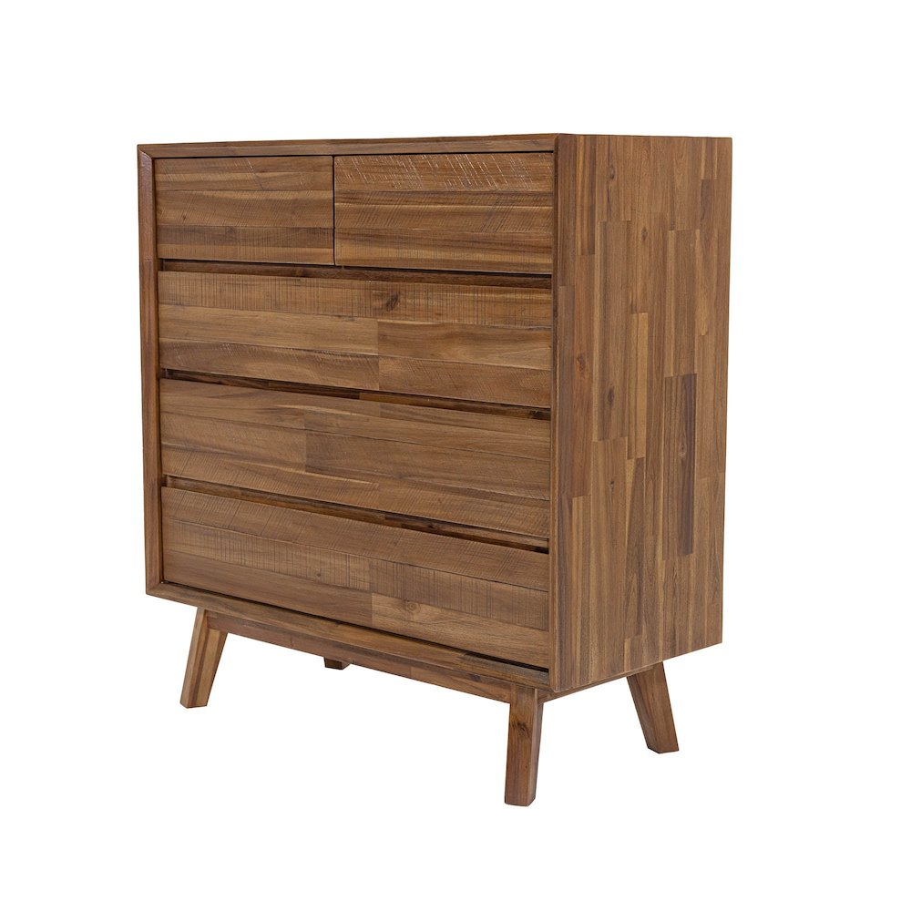 Gia 5 Drawer Chest - Warm Pecan. Picture 1