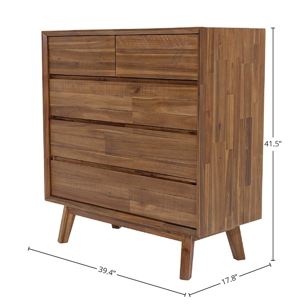 Gia 5 Drawer Chest - Warm Pecan. Picture 3