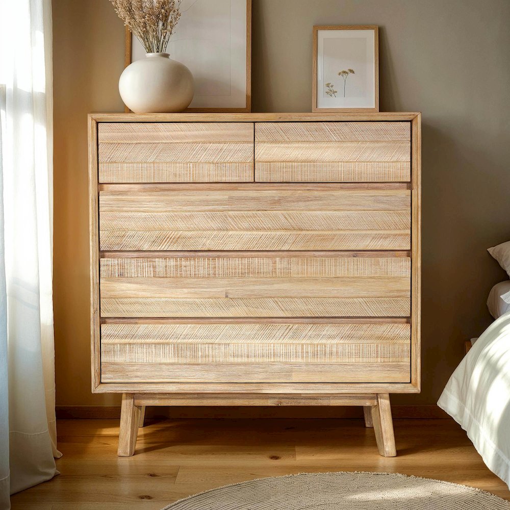 Gia 5 Drawer Chest - Light Driftwood. Picture 2
