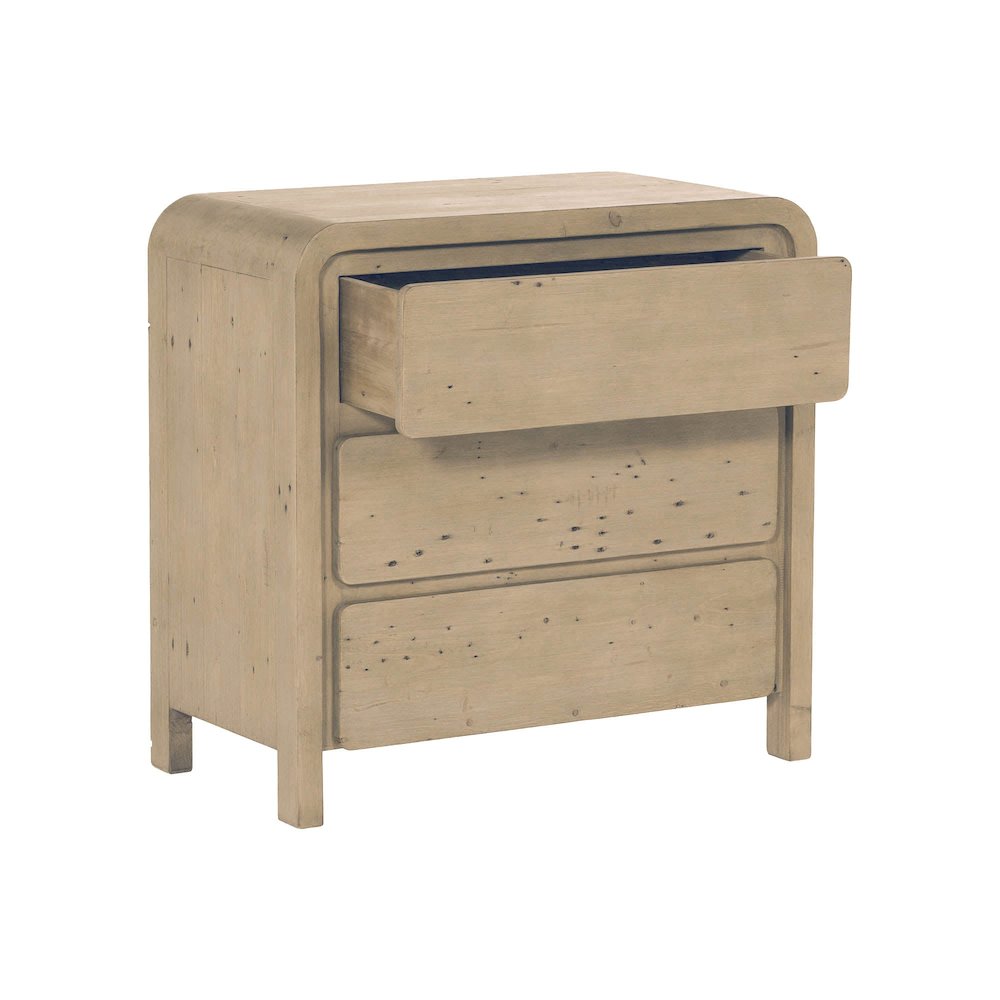 Opera 3 Drawer Small Chest - Scrubbed Teak. Picture 5