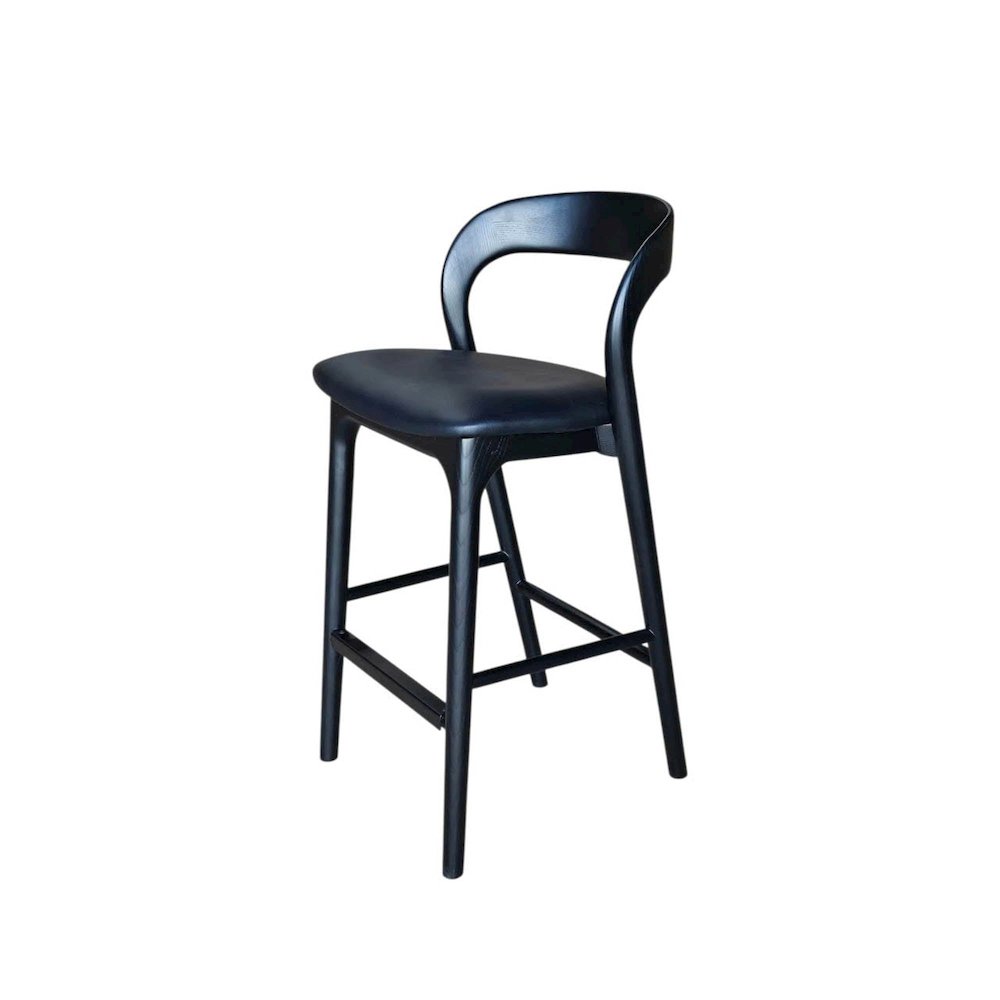 Rotondo Counter Stool - Black Frame with PU Seat. Picture 9