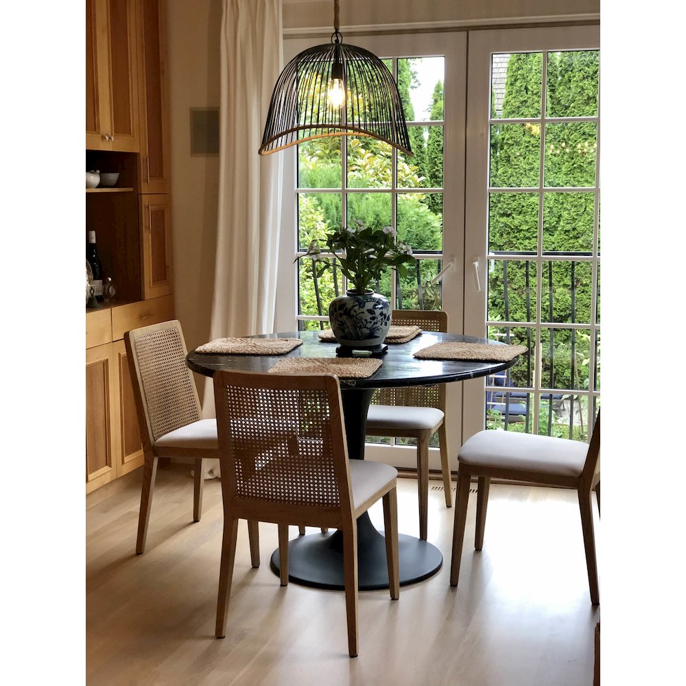 Cane Dining Chair - Oyster Linen/Natural Frame. Picture 13