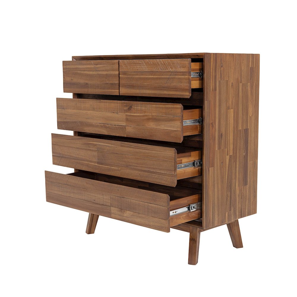 Gia 5 Drawer Chest - Warm Pecan. Picture 5