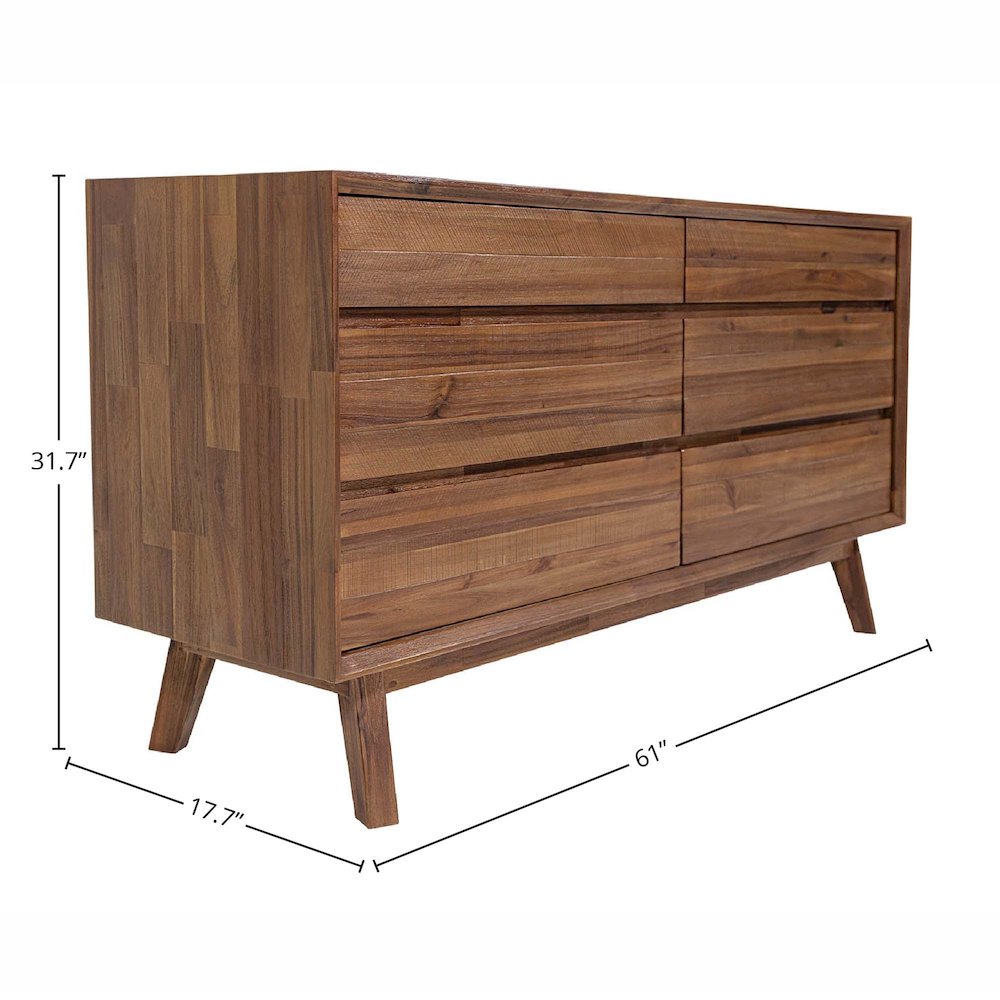 Gia 6 Drawer Dresser - Warm Pecan. Picture 3