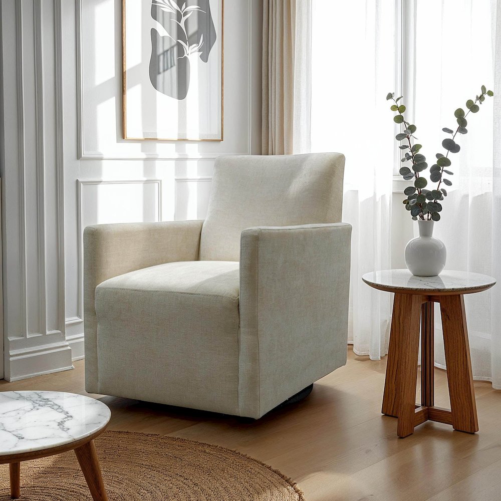Riley Swivel Club Chair - Ivory. Picture 2