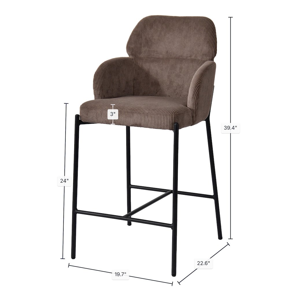 Allegra Counter Stool - Corduroy Brown. Picture 3