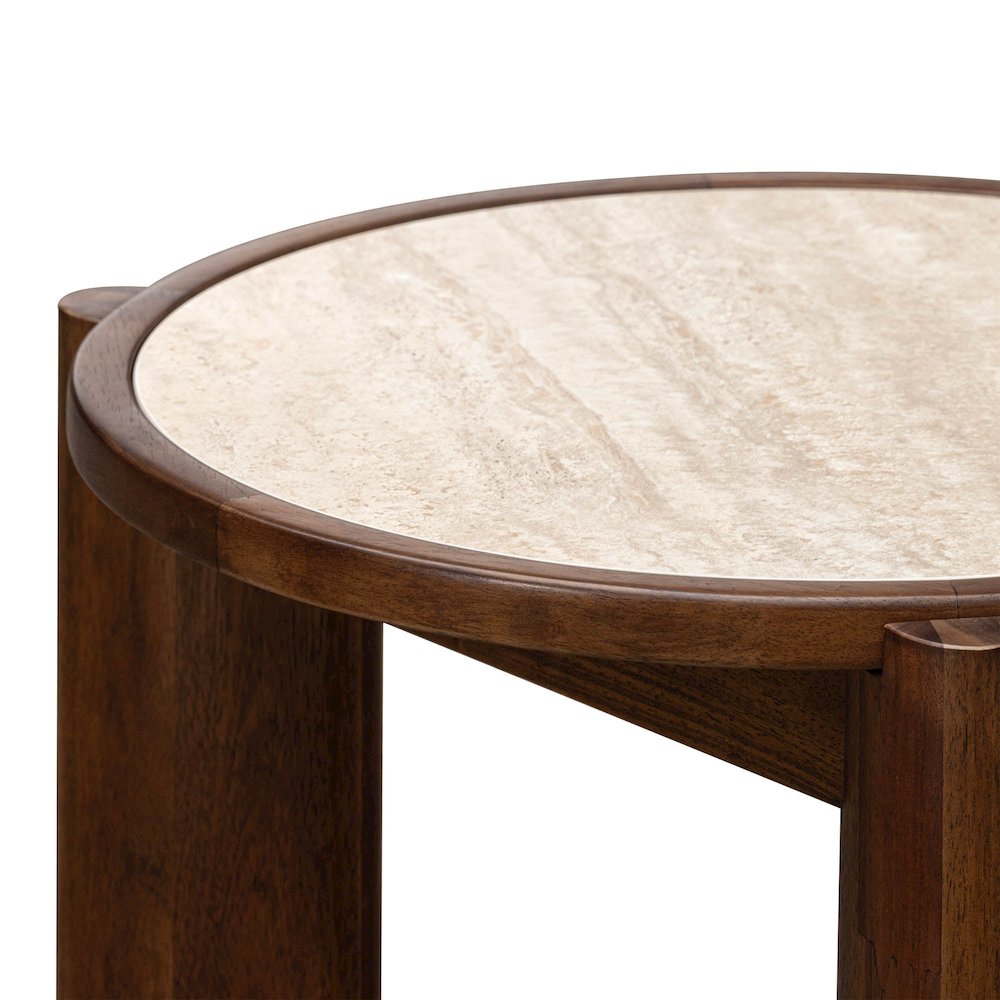 Remix Round Side Table - Travertine. Picture 5