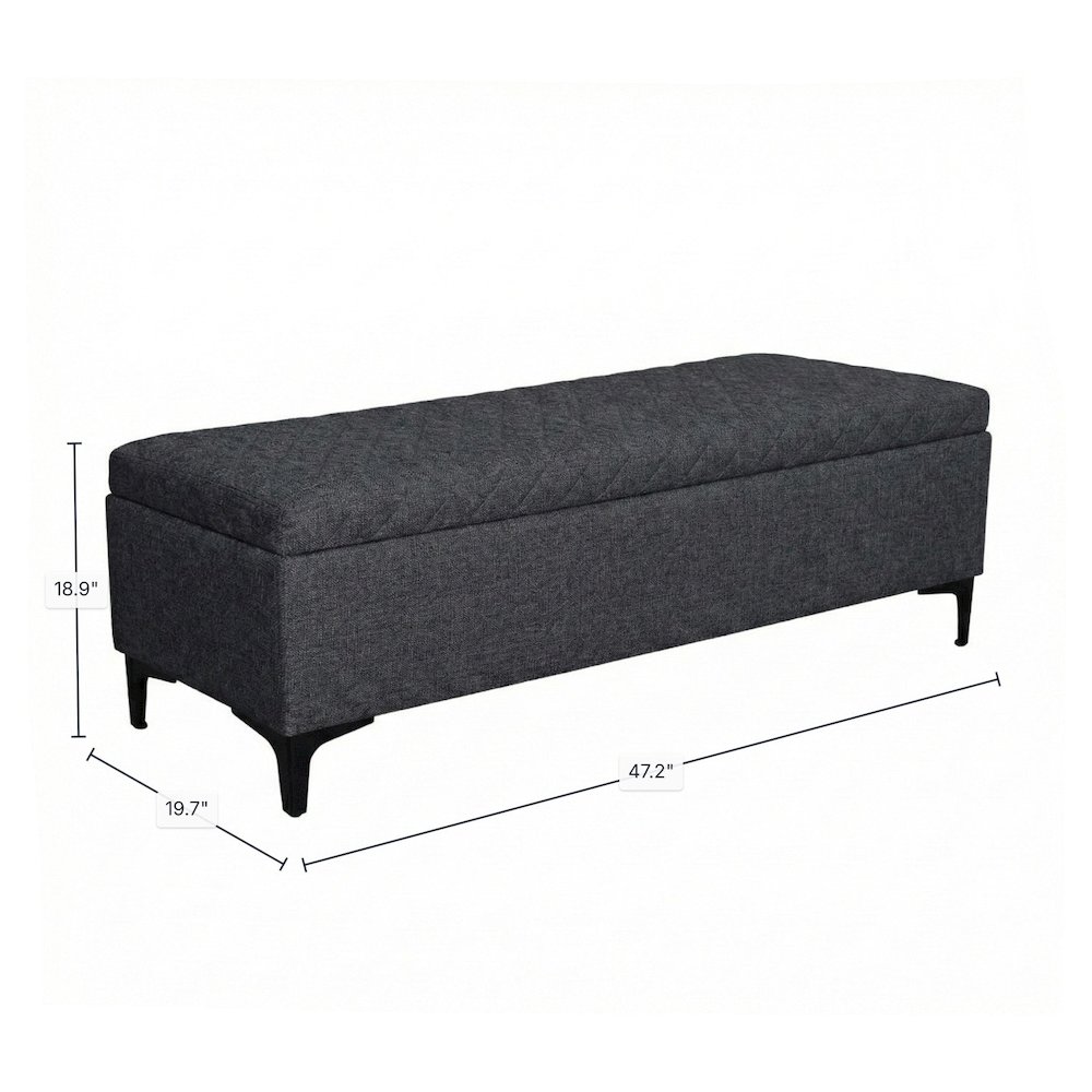 Reece Storage Bench - Charcoal Grey. Picture 2