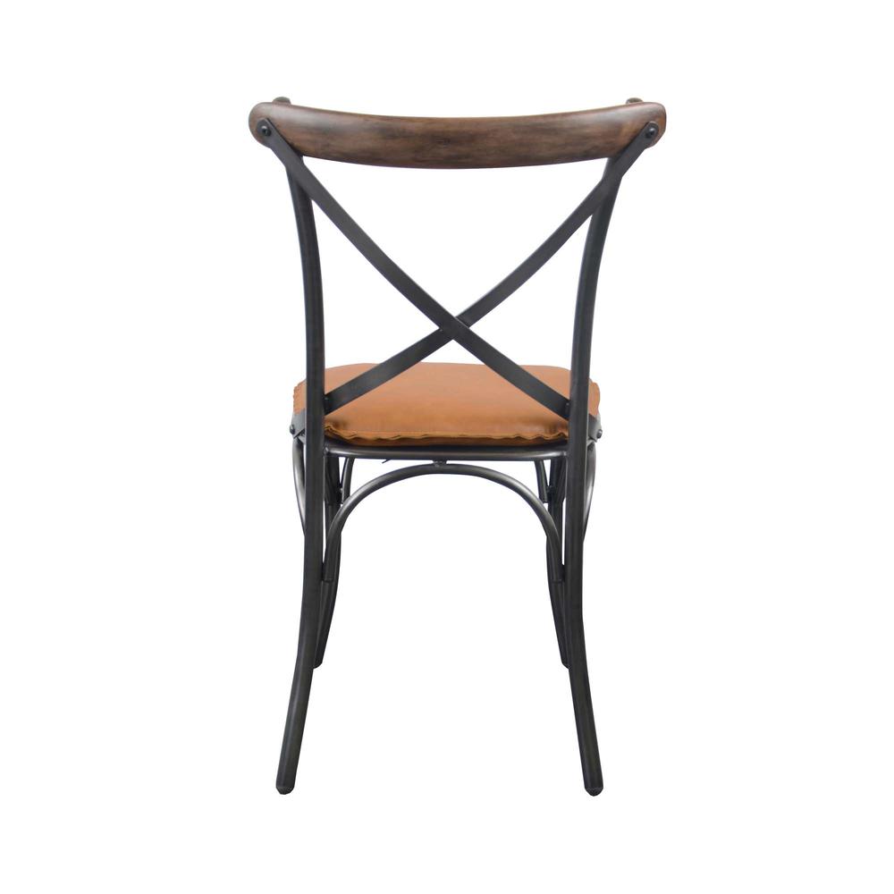 Metal Crossback Leather Cushion Seat - Cognac. Picture 6