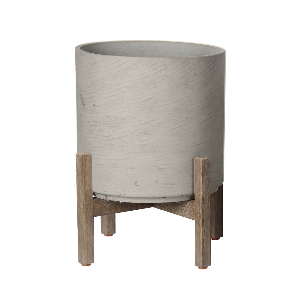 Patio Round Large Standing Pot - Cement Grey. Picture 1