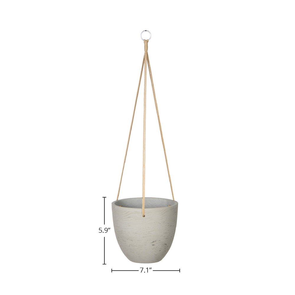 Classic Small Hanging Pot - Cement Grey. Picture 3