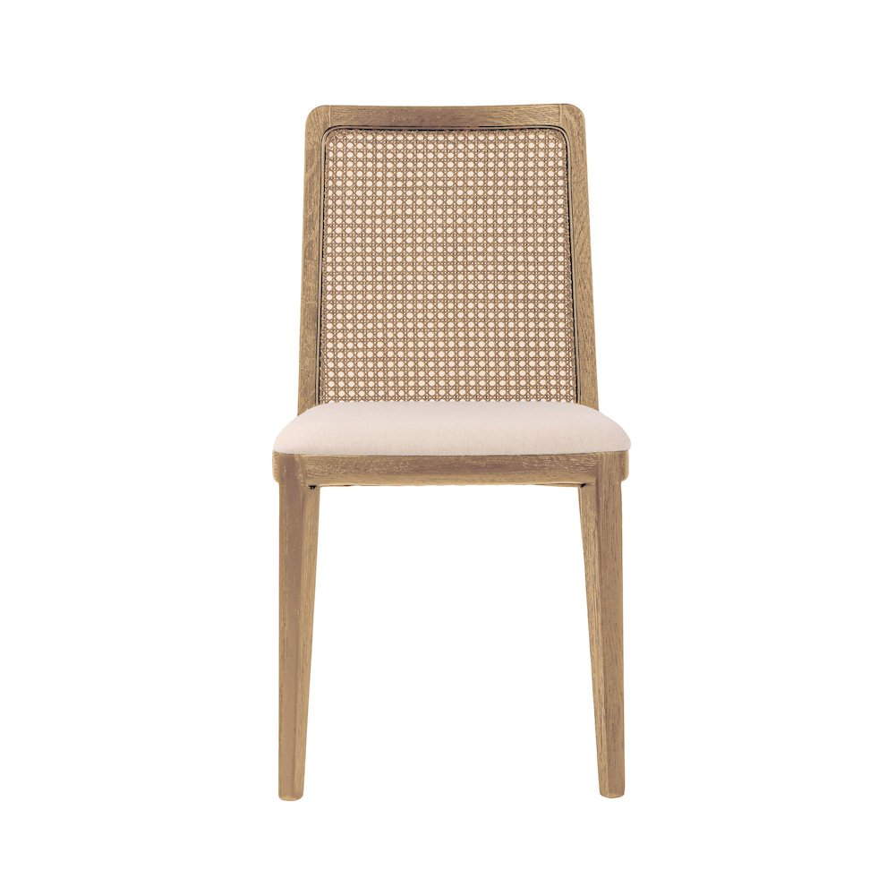 Cane Dining Chair - Oyster Linen/Natural Frame. Picture 5