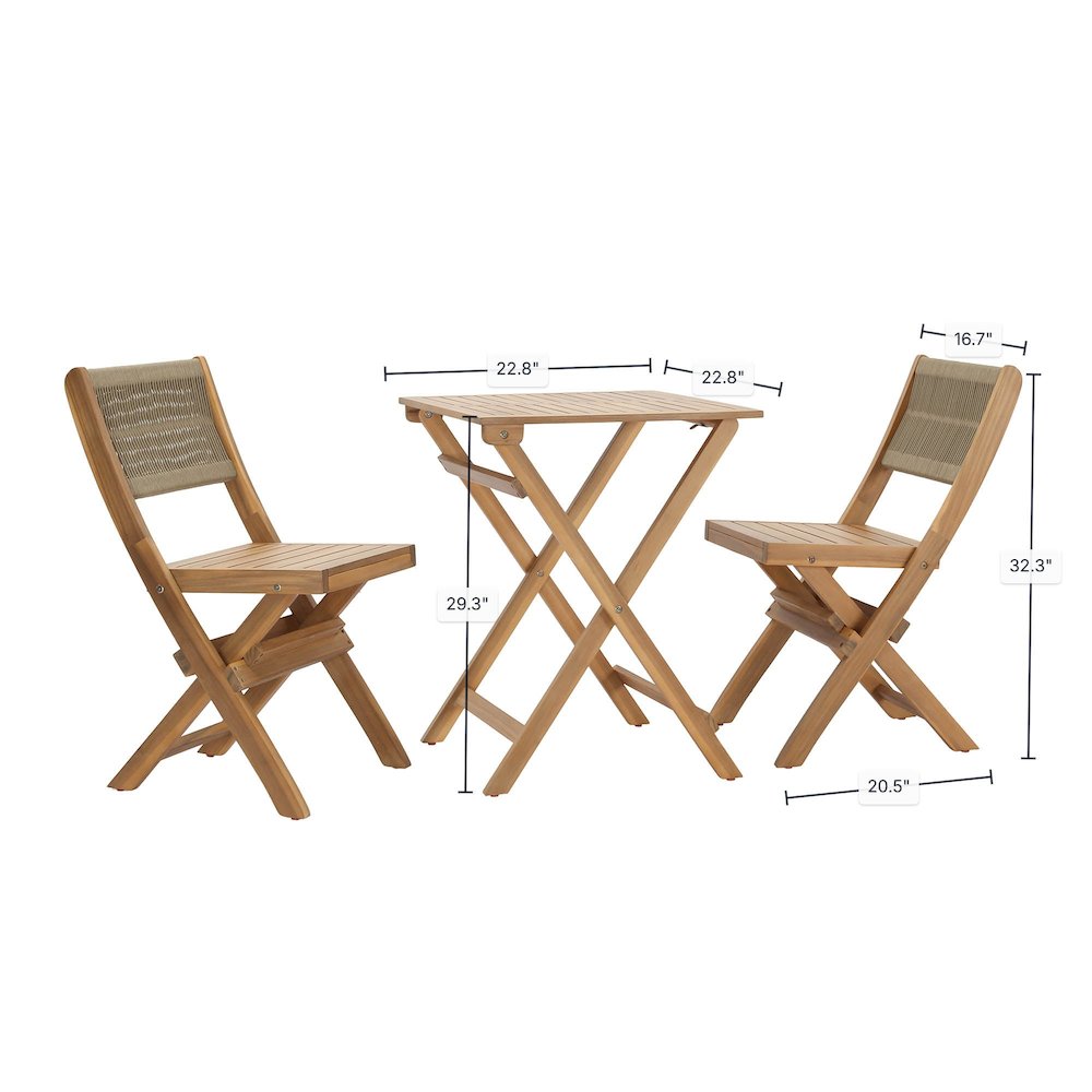 Balcony Outdoor - Foldable Bistro Set (1 Table & 2 Chairs). Picture 3