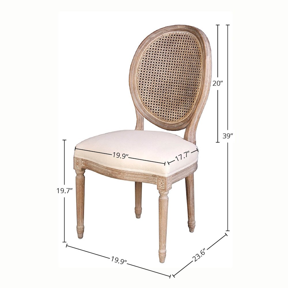 Napoleon Dining Chair with Cane Back - Antique Linen. Picture 3