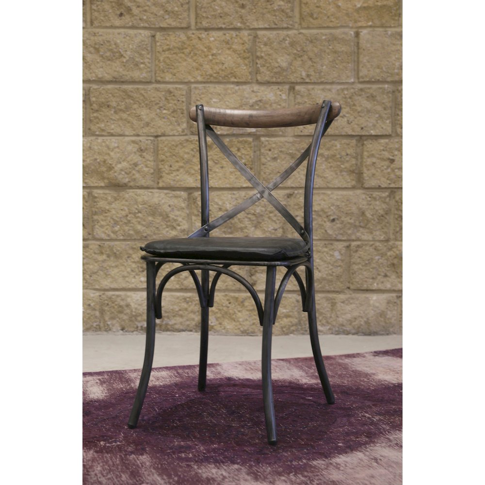 Metal Crossback Chair with Black Seat Cushion. Picture 4