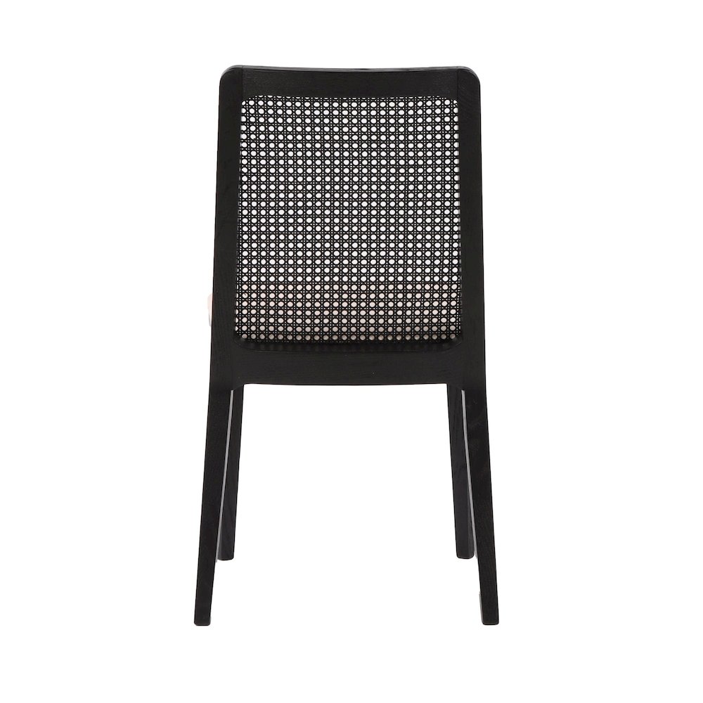 Cane Dining Chair - Oyster Linen/Black Frame. Picture 8