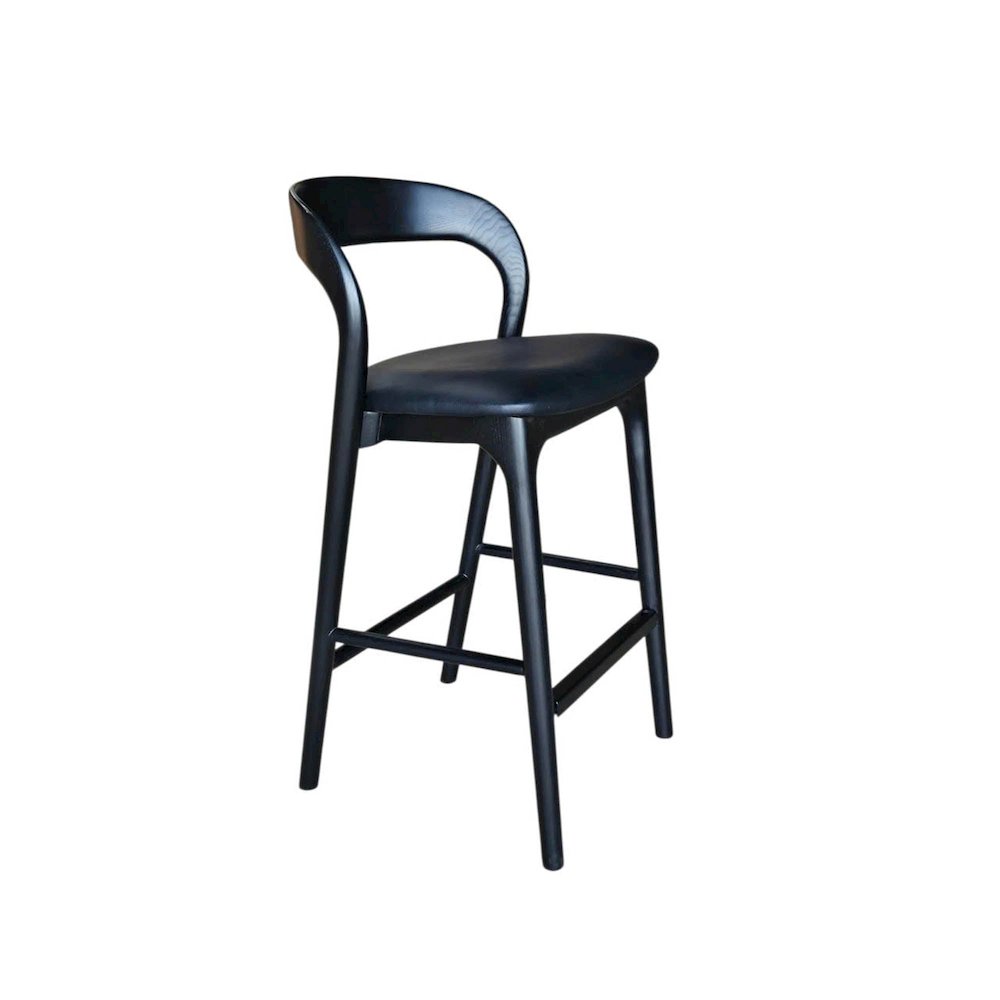 Rotondo Counter Stool - Black Frame with PU Seat. Picture 6