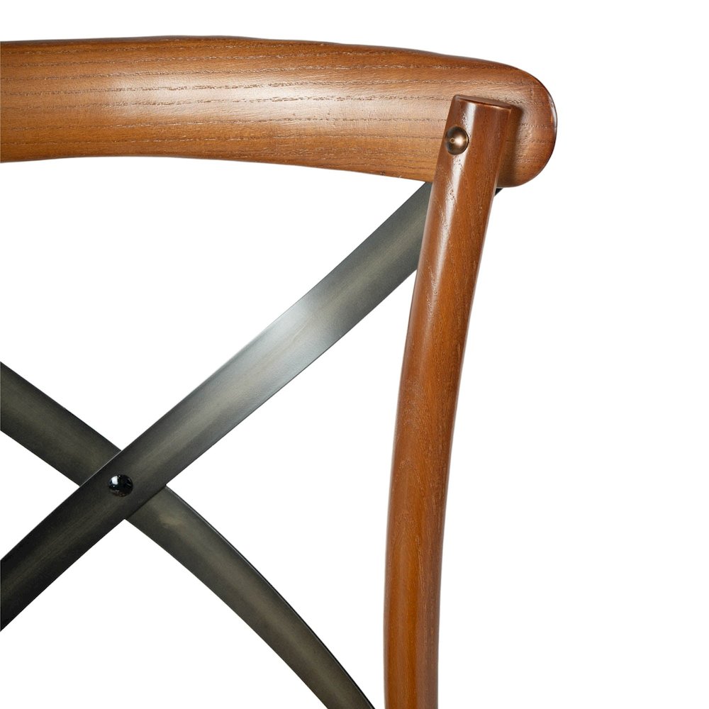 Cross Back Chair with Rattan Seat - Brown. Picture 7