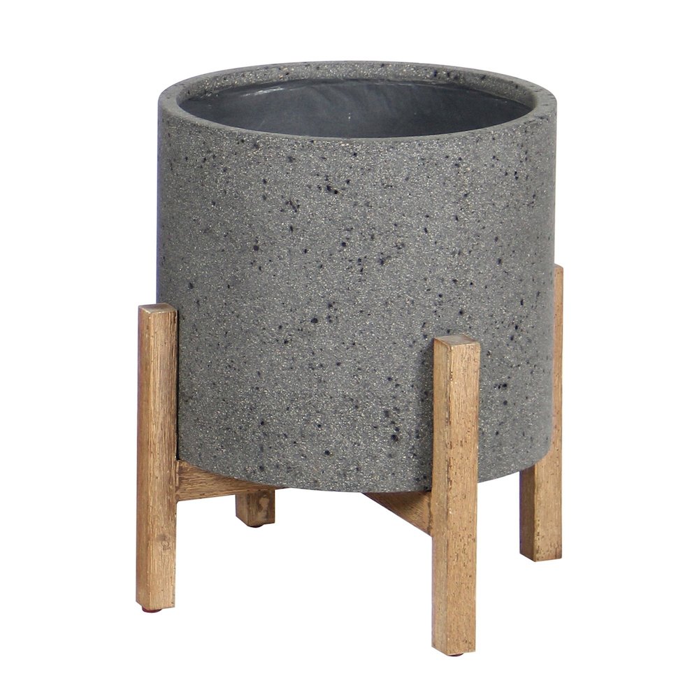 Patio Round Standing Pot - Grey Stone. Picture 1