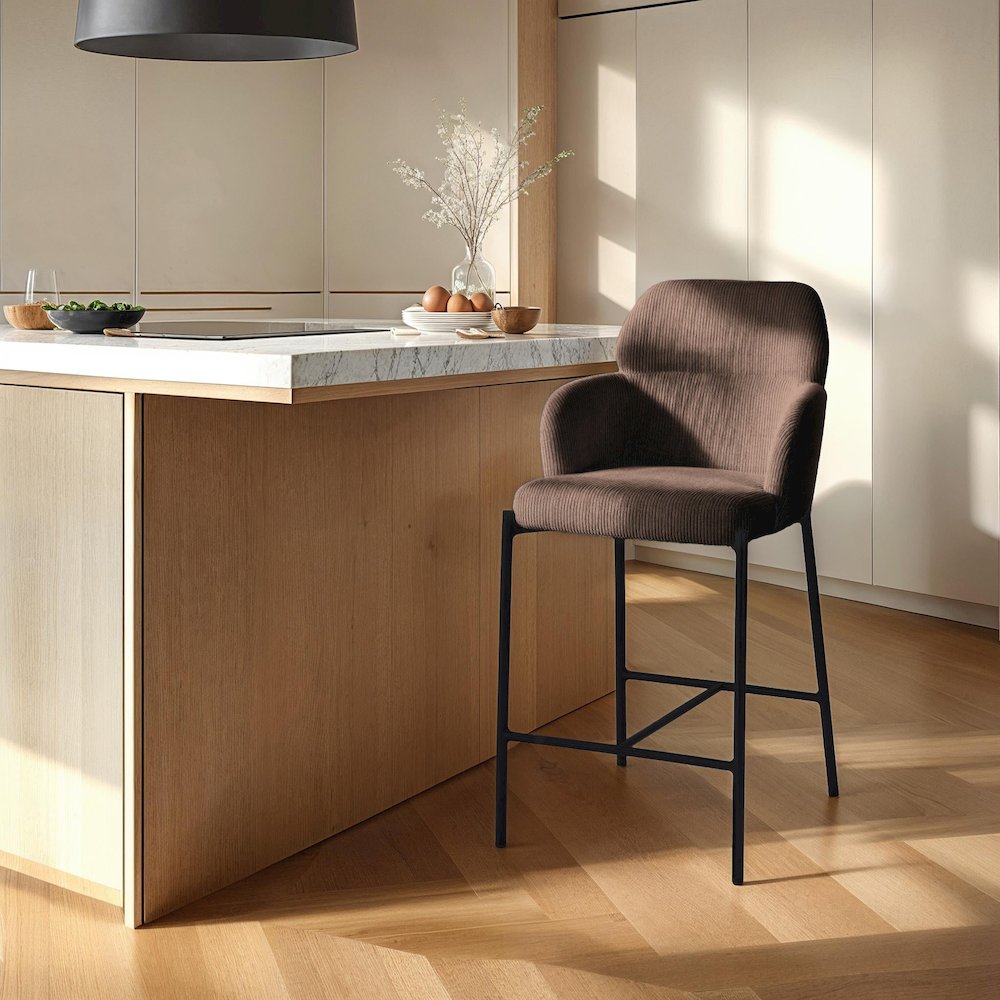Allegra Counter Stool - Corduroy Brown. Picture 2