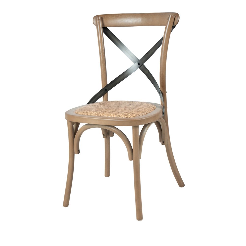 Cross Back Chair with Rattan Seat - Sundried. Picture 1