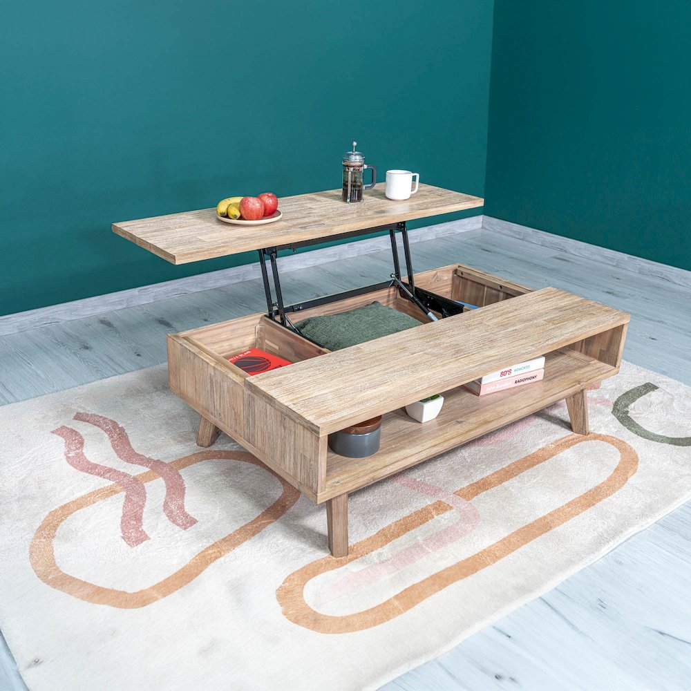 Gia Coffee Table with Lift Top - Light Driftwood. Picture 18