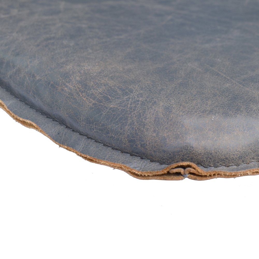 Metal Crossback Leather Cushion Seat - Grey. Picture 4