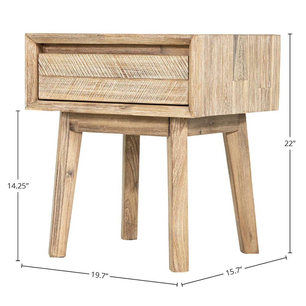 Gia 1 Drawer Nightstand - Light Driftwood. Picture 3