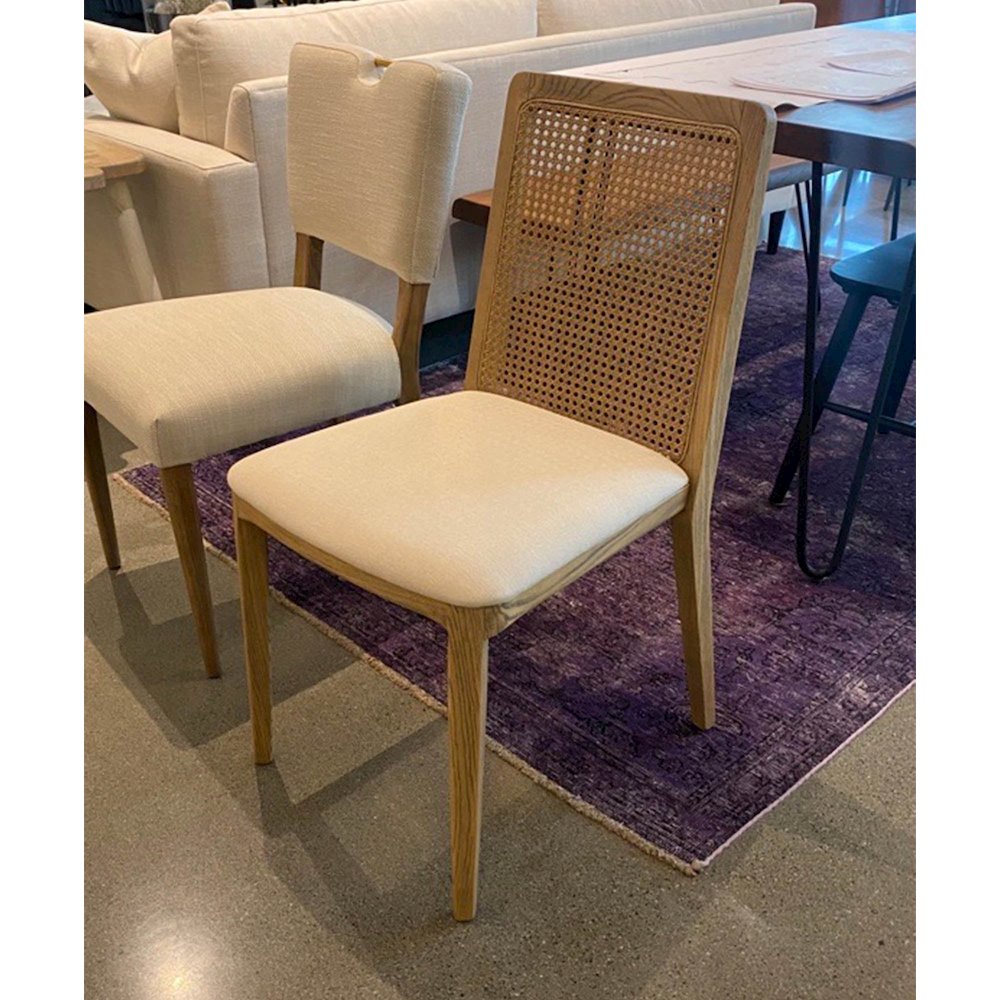 Cane Dining Chair - Oyster Linen/Natural Frame. Picture 17