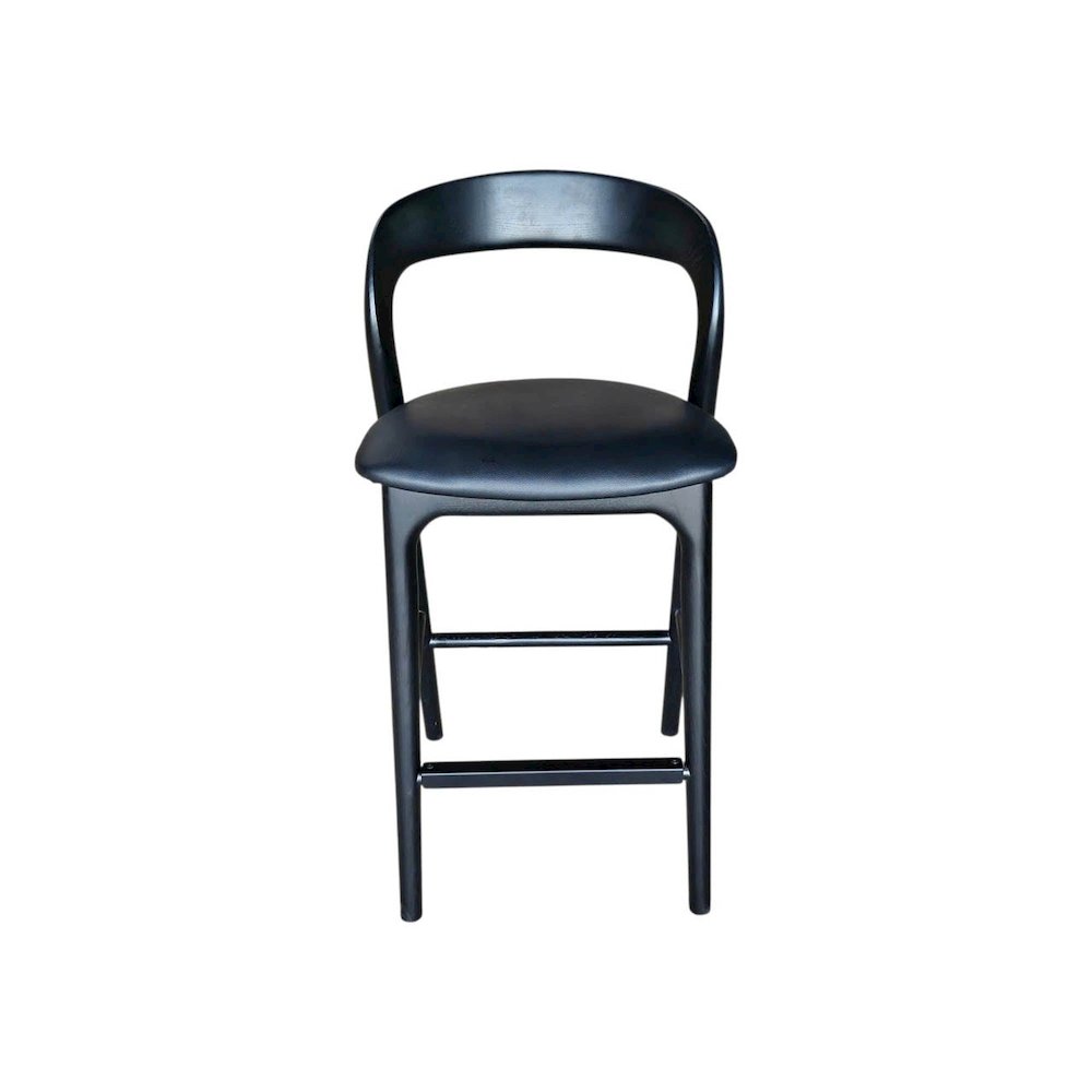 Rotondo Counter Stool - Black Frame with PU Seat. Picture 4